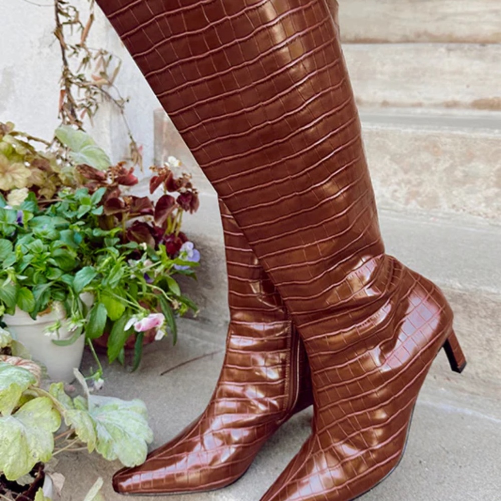 Coconuts by Matisse Chocolate Crocodile Heeled Boots